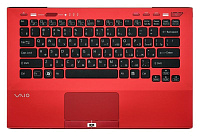 Клавиатура для Sony VPC-SB, VPC-SD (With Touch PAD, For Fingerprint) No Backlit, RU, Red, Black key