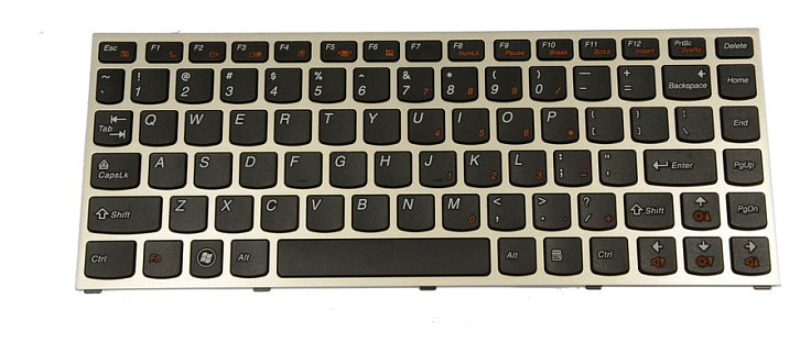 Клавиатура для Lenovo IdeaPad U460 US, Gold Frame, Black Key