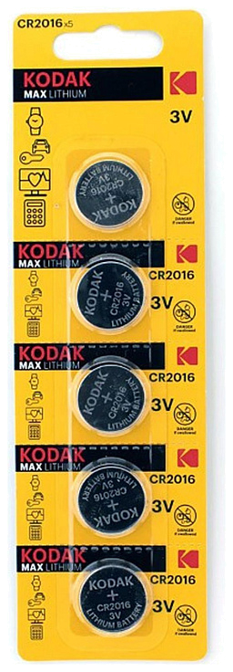 Батарейка литиевая Kodak CR2016 дисковая 3В бл/5