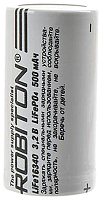 Аккумулятор ROBITON 16340 (тип CR123A) Li-FePO4 3.2V 450mAh, встроенная защита (LiFe600-16340)